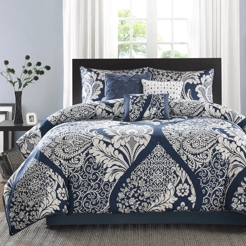 Guacai Traditional Standard Cotton Reversible 7 Piece Comforter Set