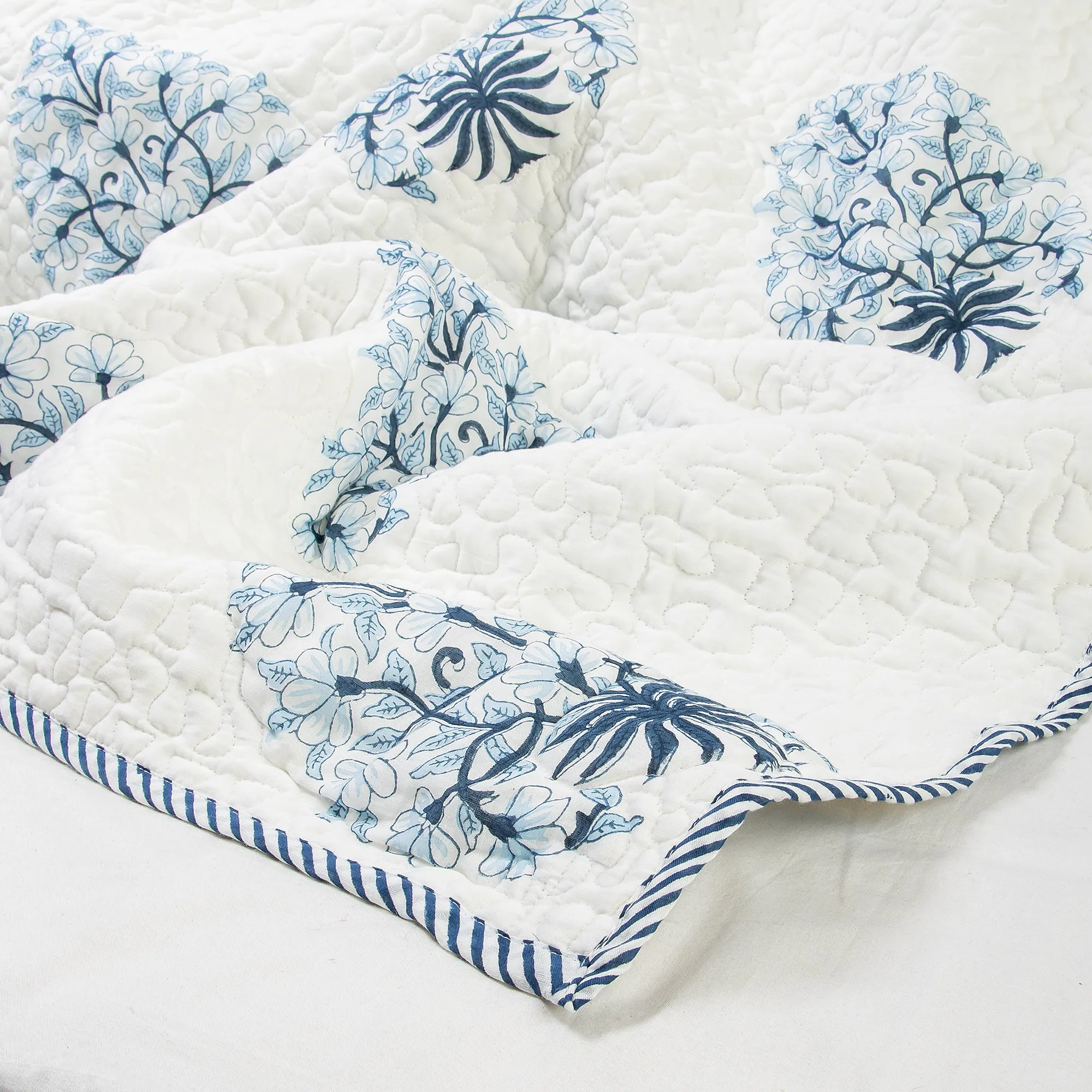 Hand Block Plant Print Machine Quilts & Comforters