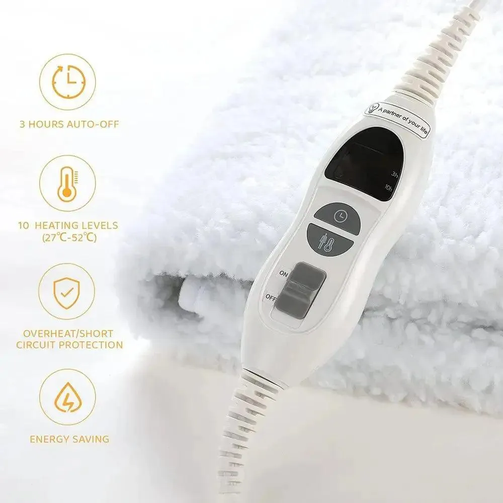 Heated Underblanket 150x80cm Electric Blanket with 10 Temperature Levels Washable 3H Timer