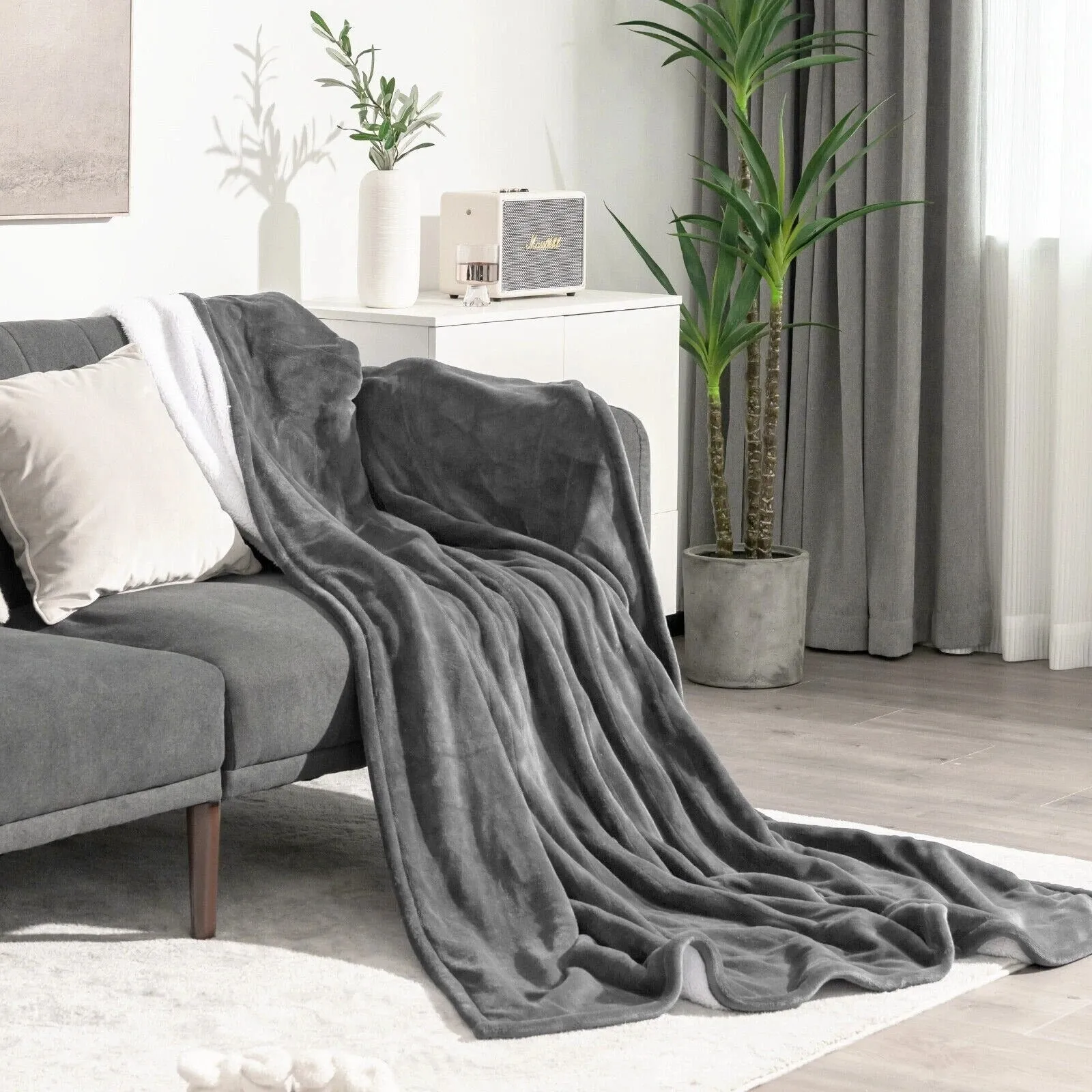 Heated Velvet Plush Throw Blanket