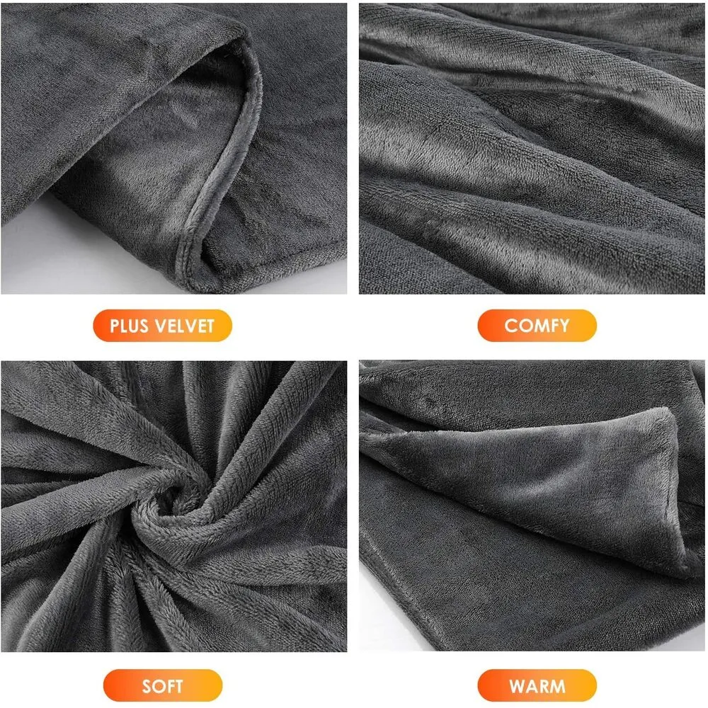 Heated Velvet Plush Throw Blanket