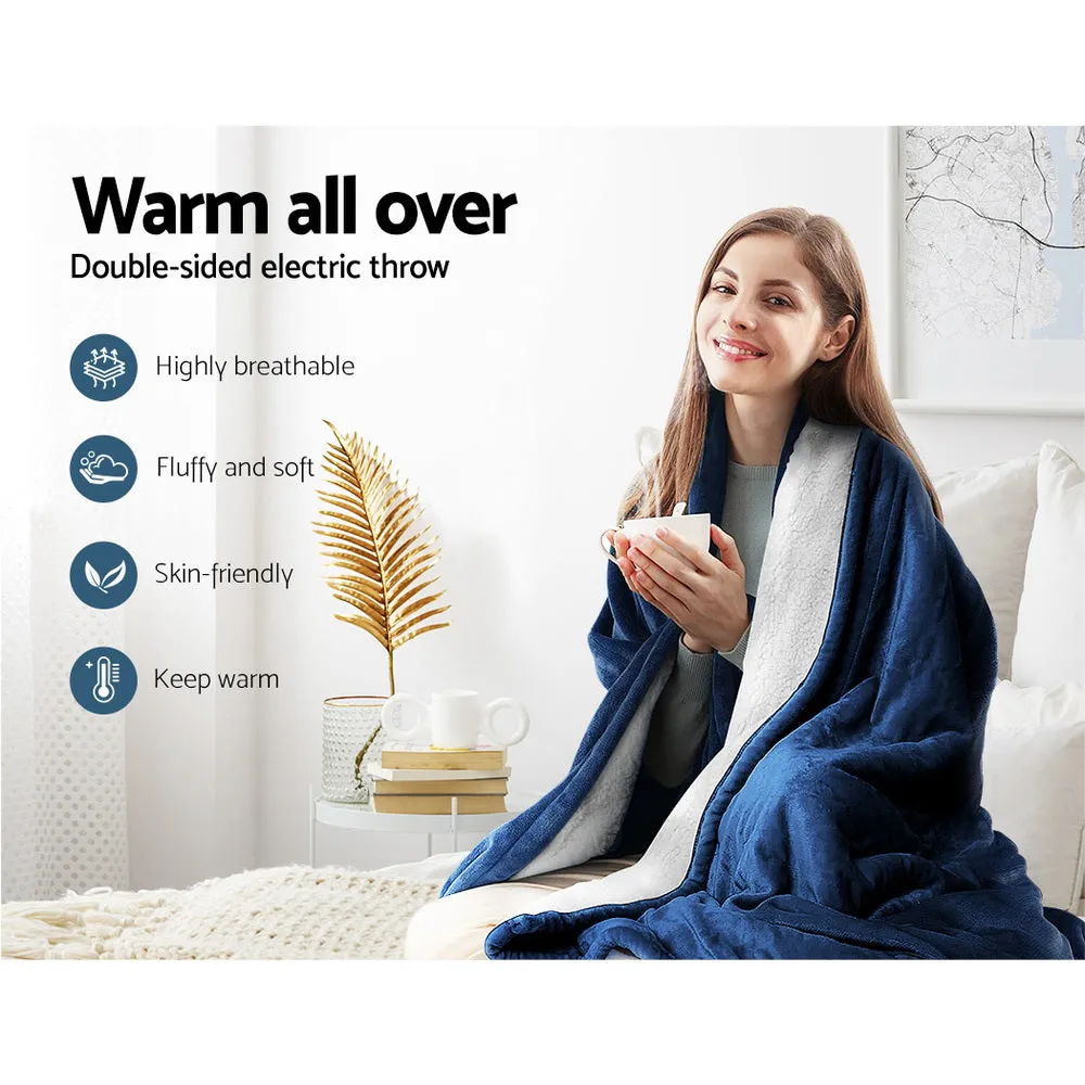 Heated Washable Flannel Sherpa Electric Throw - Giselle