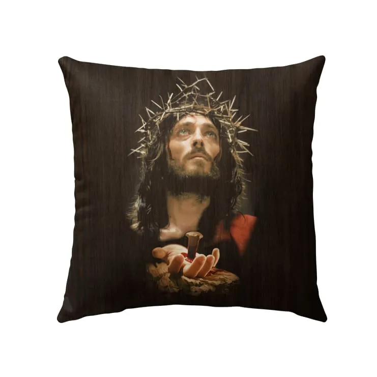 Jesus' Crucified Hands Christian Pillow