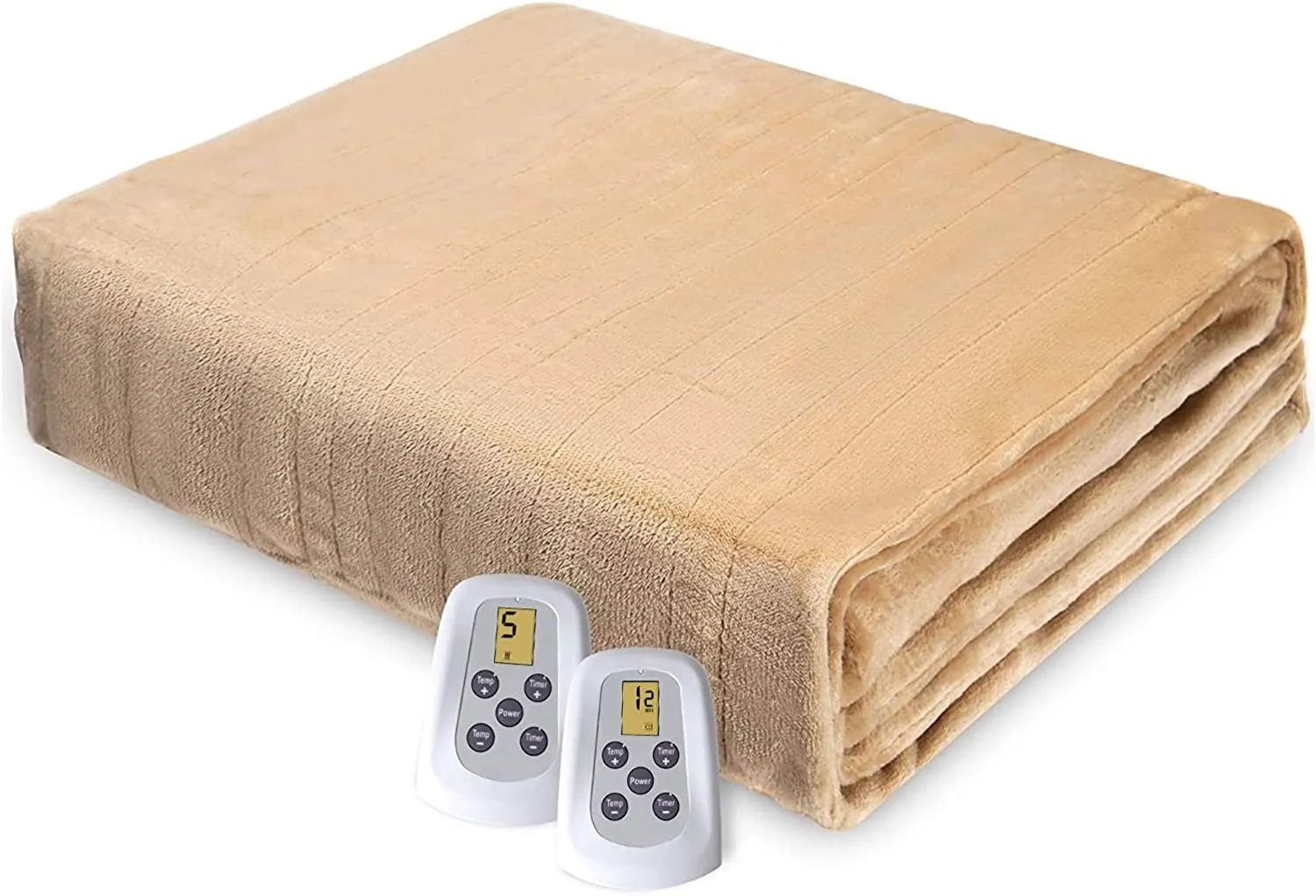 King and Queen Size Electric Blanket Heated Dual Control, 5 Years Warranty, 10 Heat Settings, 12 Hours Auto Off, Machine Washable, ETL Certified, Overheating Protection