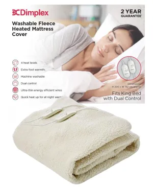 King Dual Control Washable Fleece Heated Mattress Cover