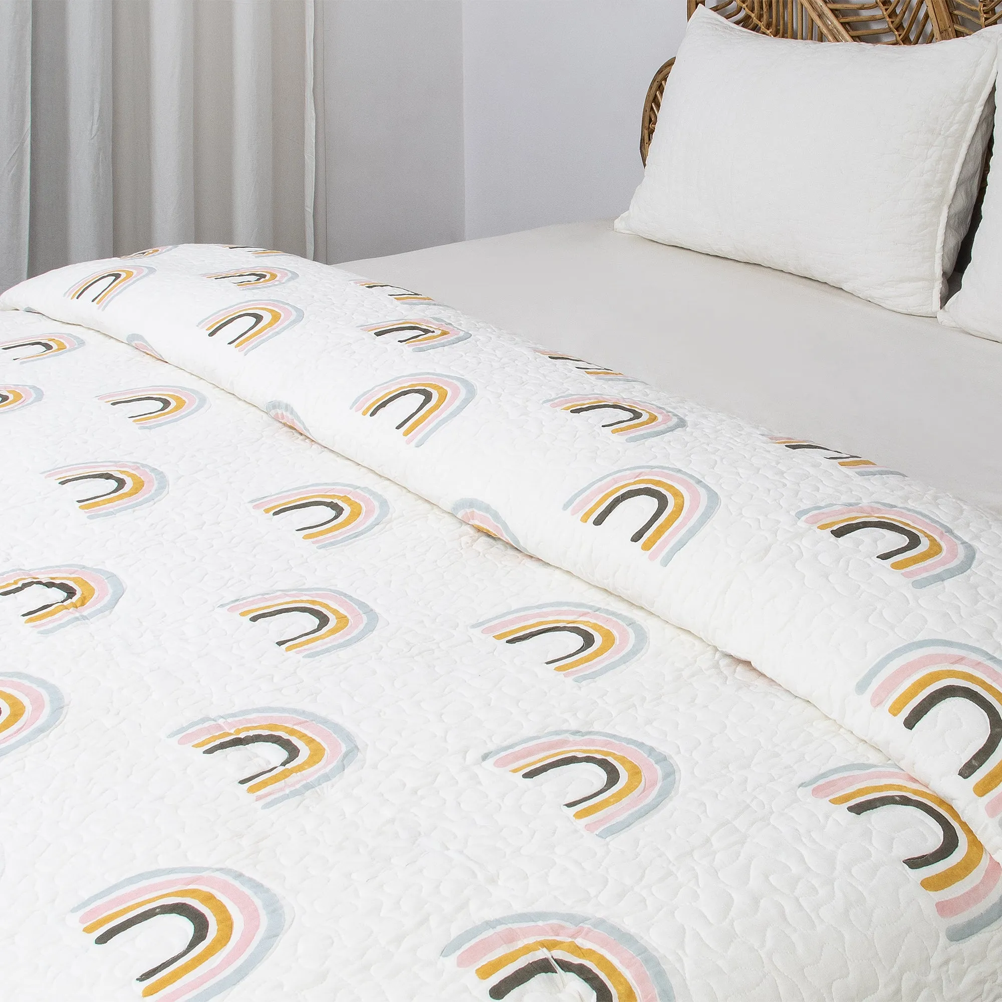 Luxury Rainbow Pure Cotton Jaipuri Machine Quilts and Comforters