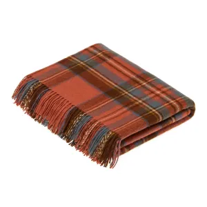 Moon Lambswool Antique Royal Stewart Tartan Merino Throw Blanket