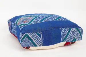 Moroccan Vintage Rug Floor Cushion Pouf | Blue