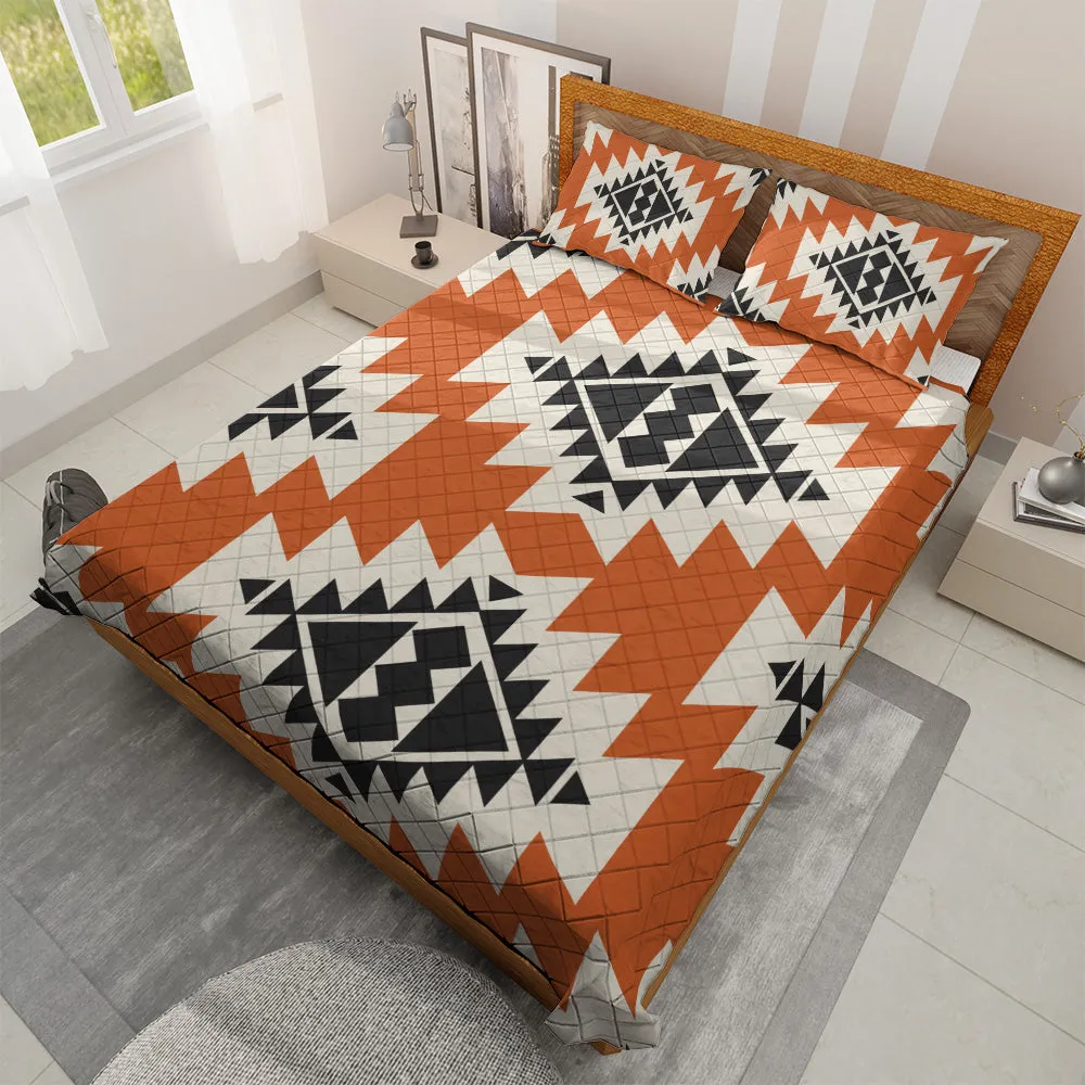 Navajo Quilted Bedding Set | Bright Boho Cozy Comforters | Geometric Bedspreads with matching Pillowcase