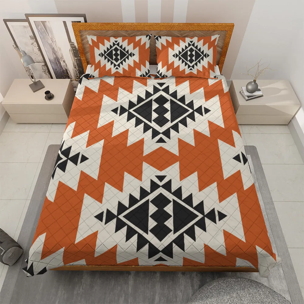 Navajo Quilted Bedding Set | Bright Boho Cozy Comforters | Geometric Bedspreads with matching Pillowcase