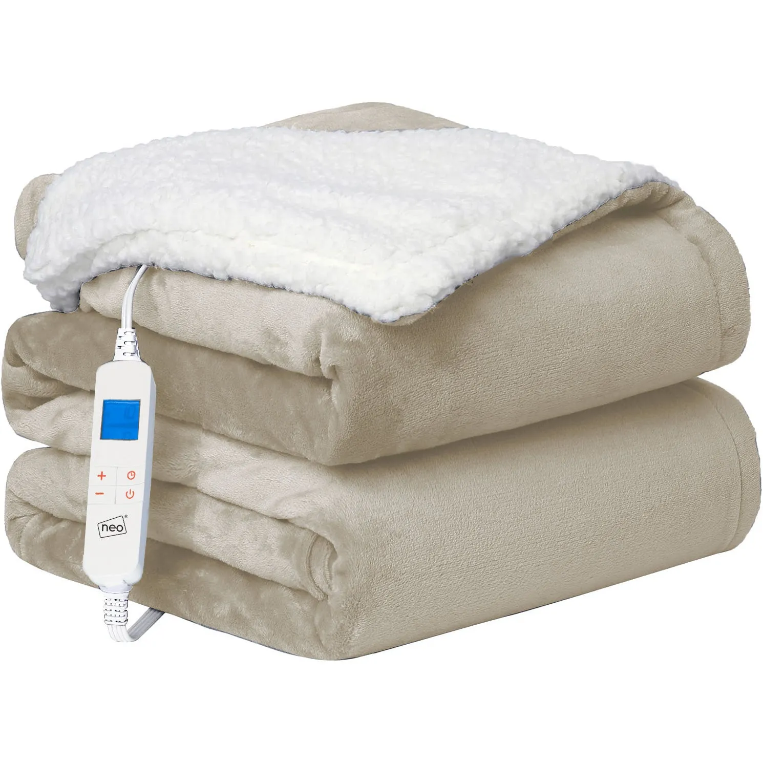 Neo Beige Electric Heated Throw Over Blanket - Reversible