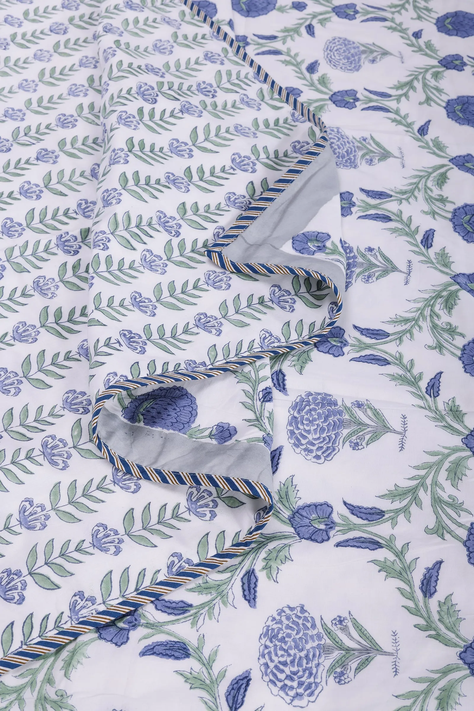 Nested Flowers Blue Reversible Cotton Muslin Dohar