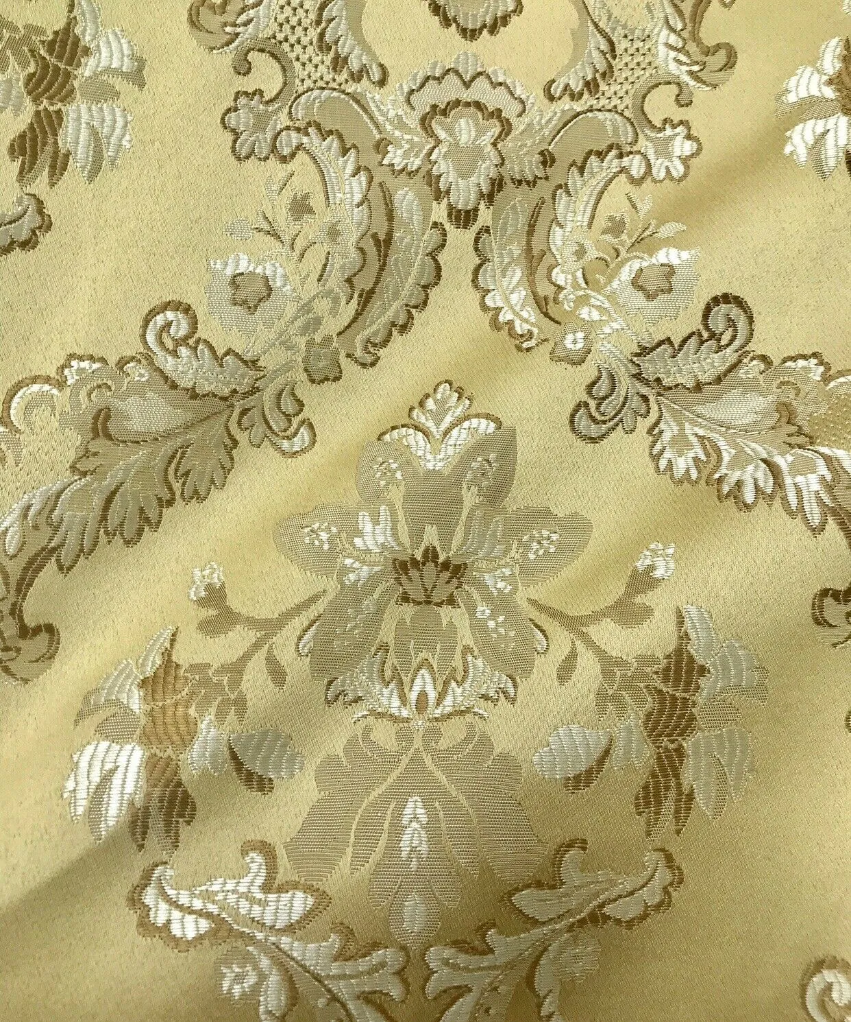 NEW 110” Wide- SALE! Prince Lucas Designer Brocade Jacquard Fabric- Mustard Yellow Gold- Medallion