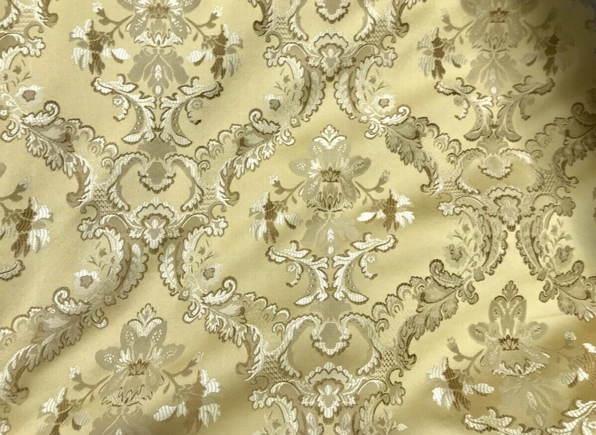 NEW 110” Wide- SALE! Prince Lucas Designer Brocade Jacquard Fabric- Mustard Yellow Gold- Medallion