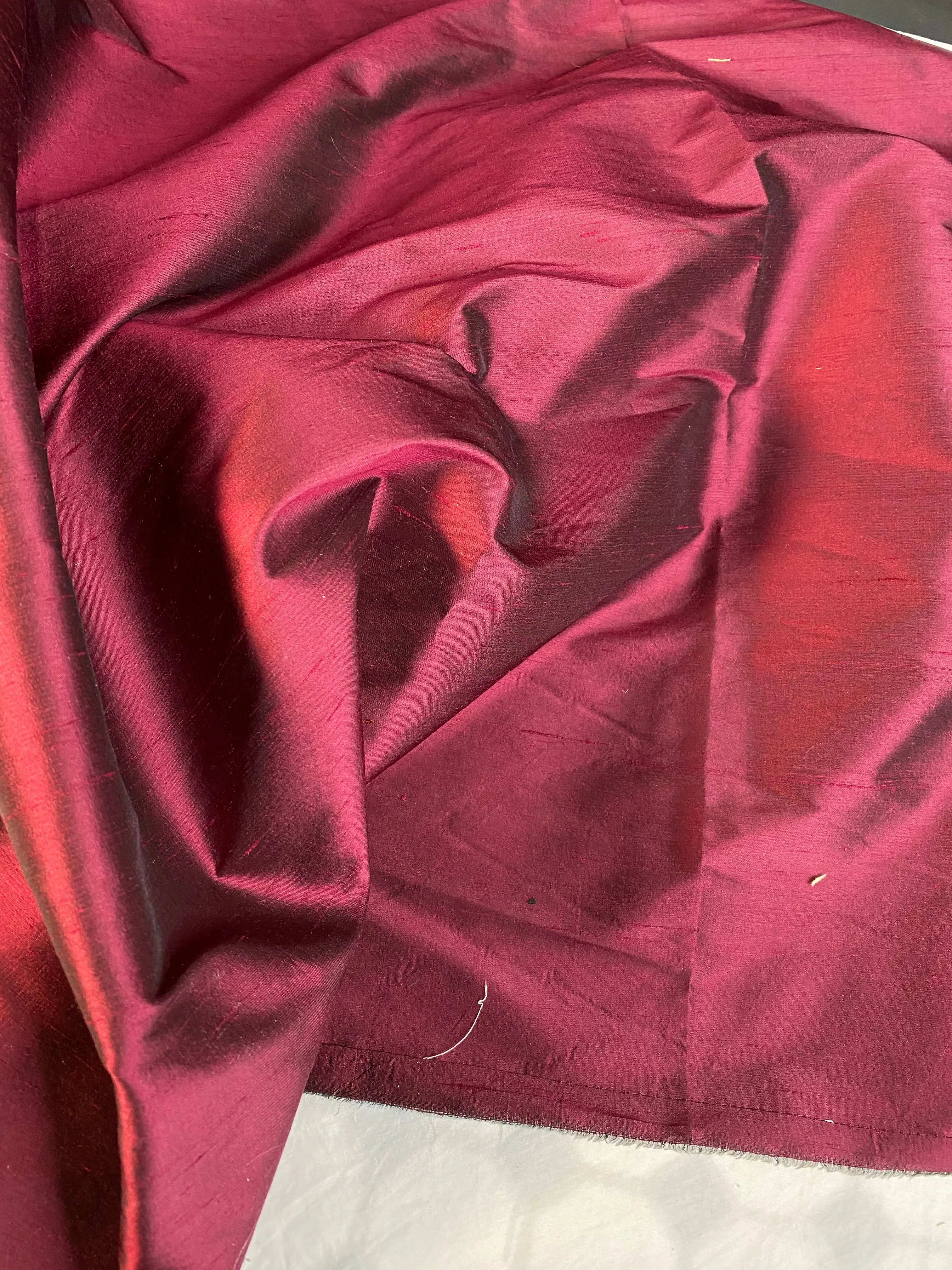 NEW Duchess Mable 100% Silk Dupioni - Solid Dark Red Fabric