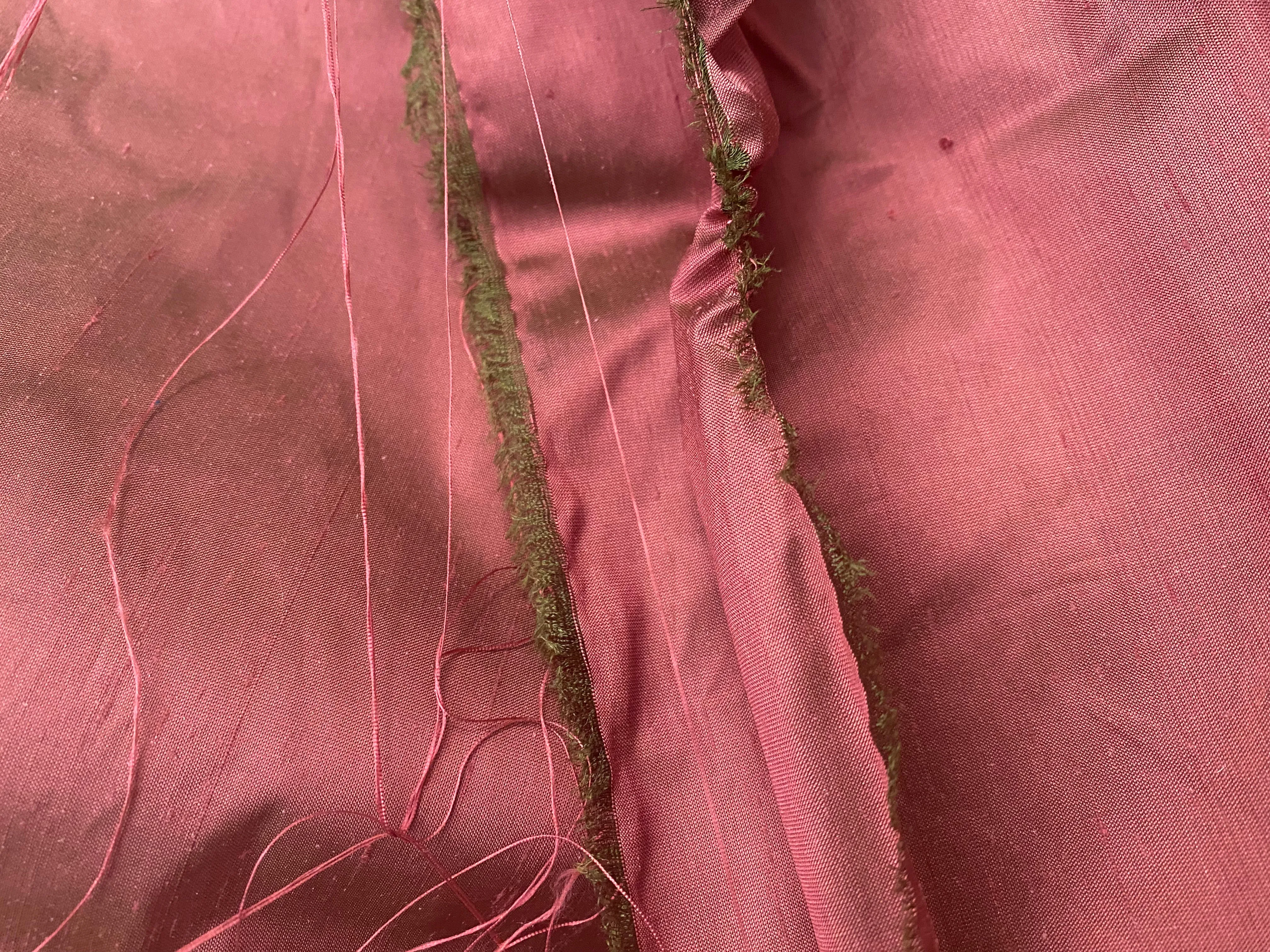 NEW Duchess Mable 100% Silk Dupioni - Solid Dusty Rose with Green Iridescence Fabric