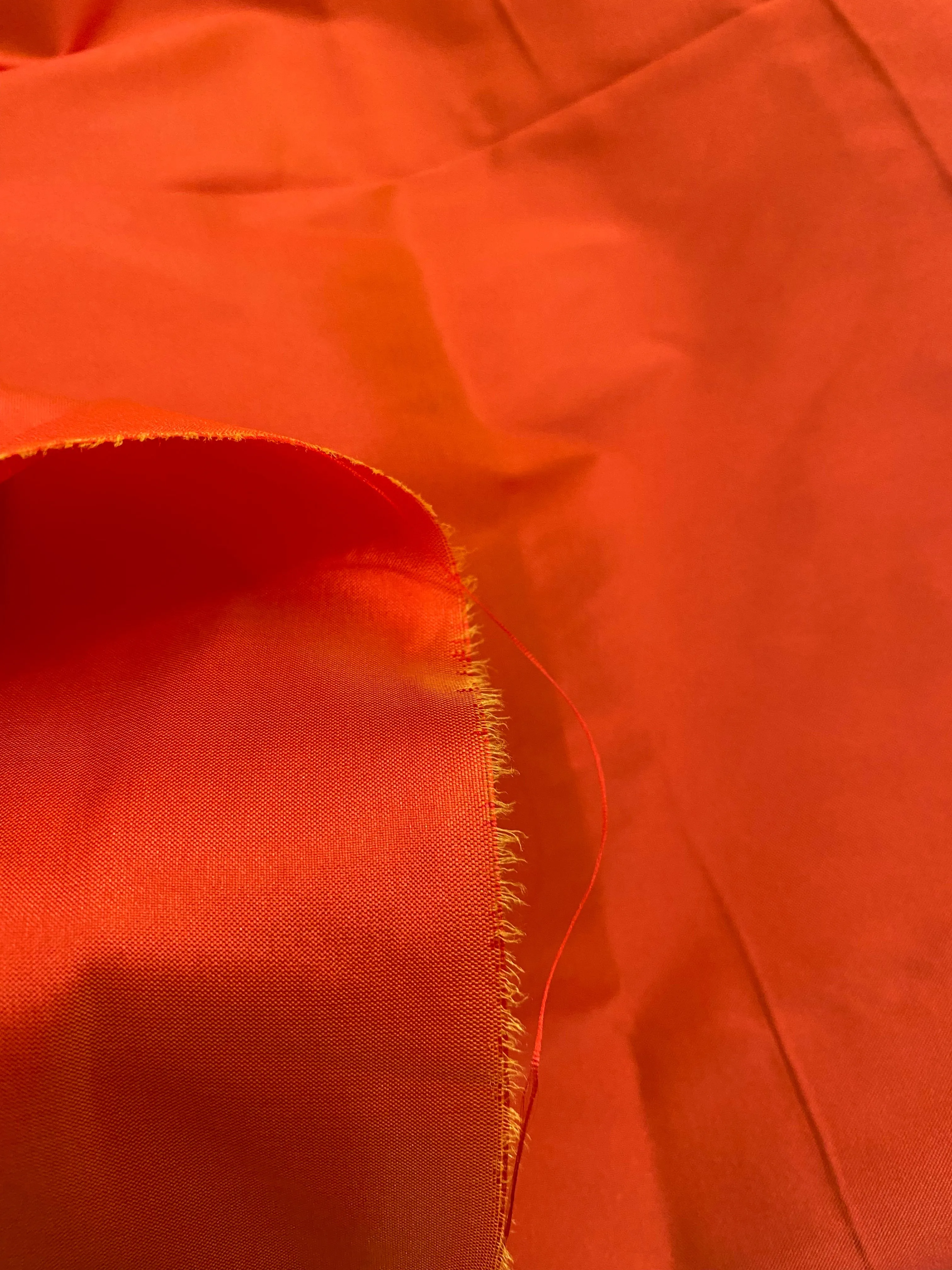 NEW Lady Augustina - Natural Fiber “Faux Silk Taffeta” in Electric Red with Yellow Iridescence - Viscose Fabric