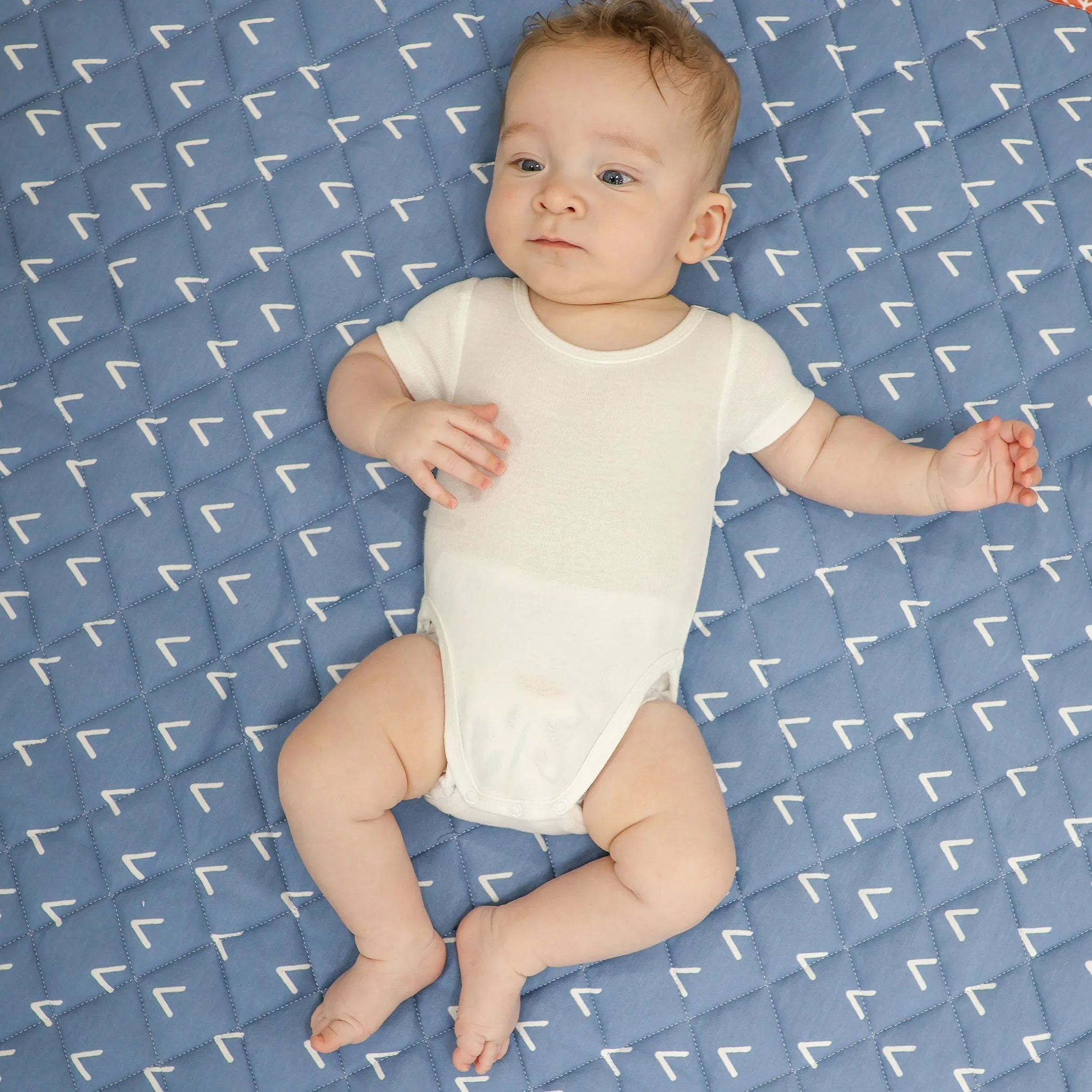 Nordic Reversible Cot Quilt/Playmat Denim/Clay