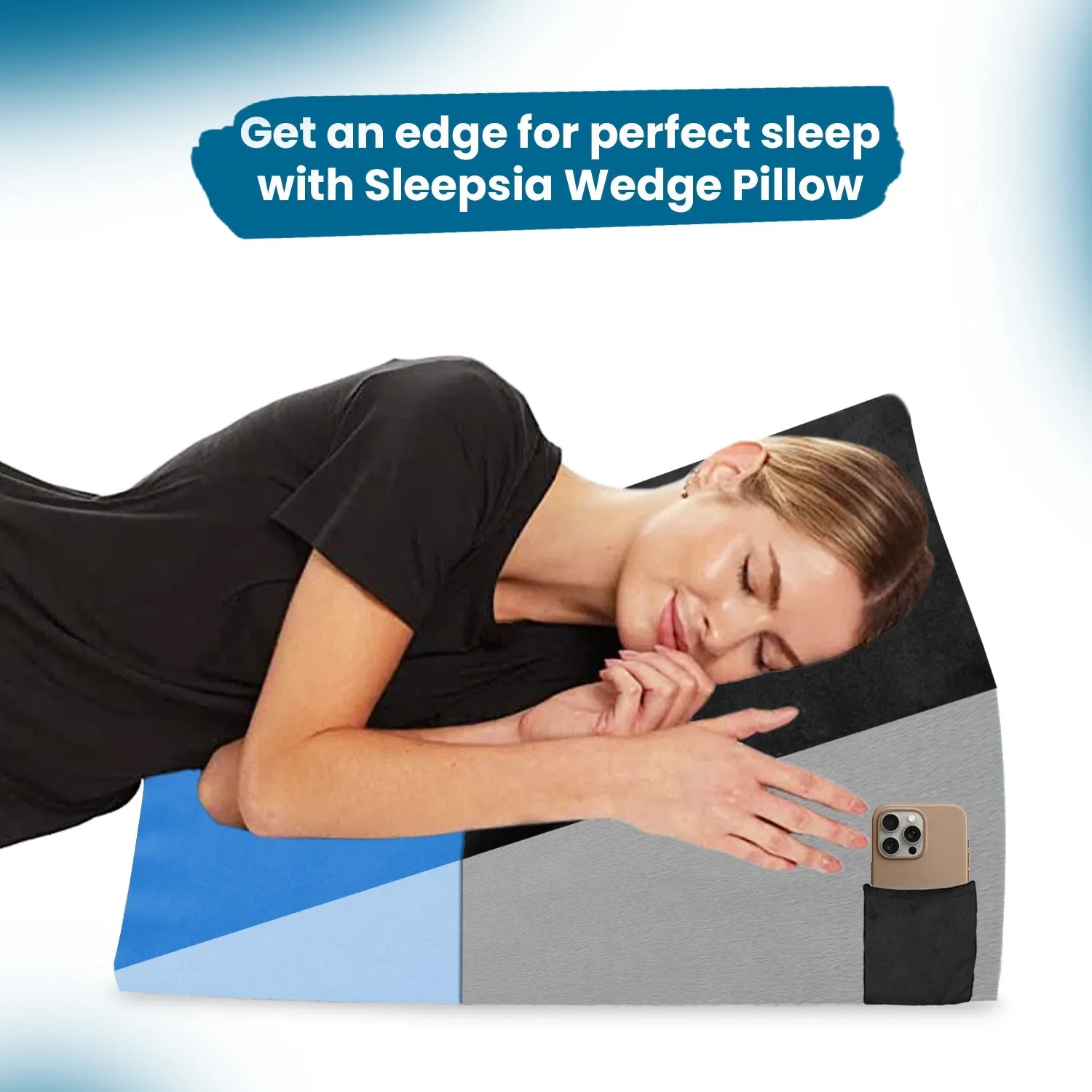 Orthopedic Memory Foam Back Support Wedge Pillow with Cooling Gel for Back Pain