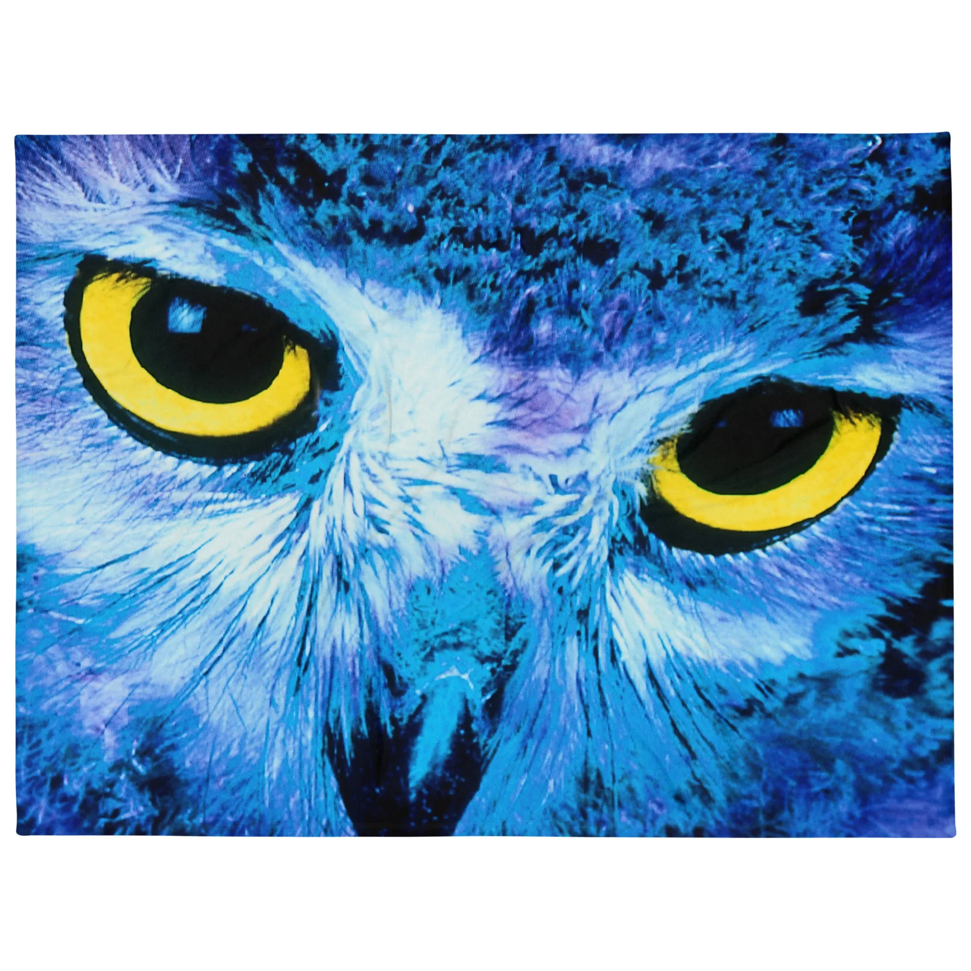 Owl eye blue throw blankets