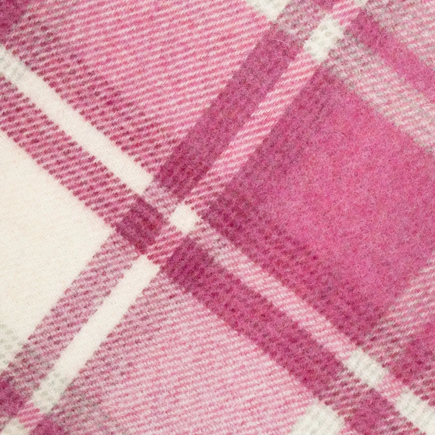 Pink & Cream Check Large Wool Blanket