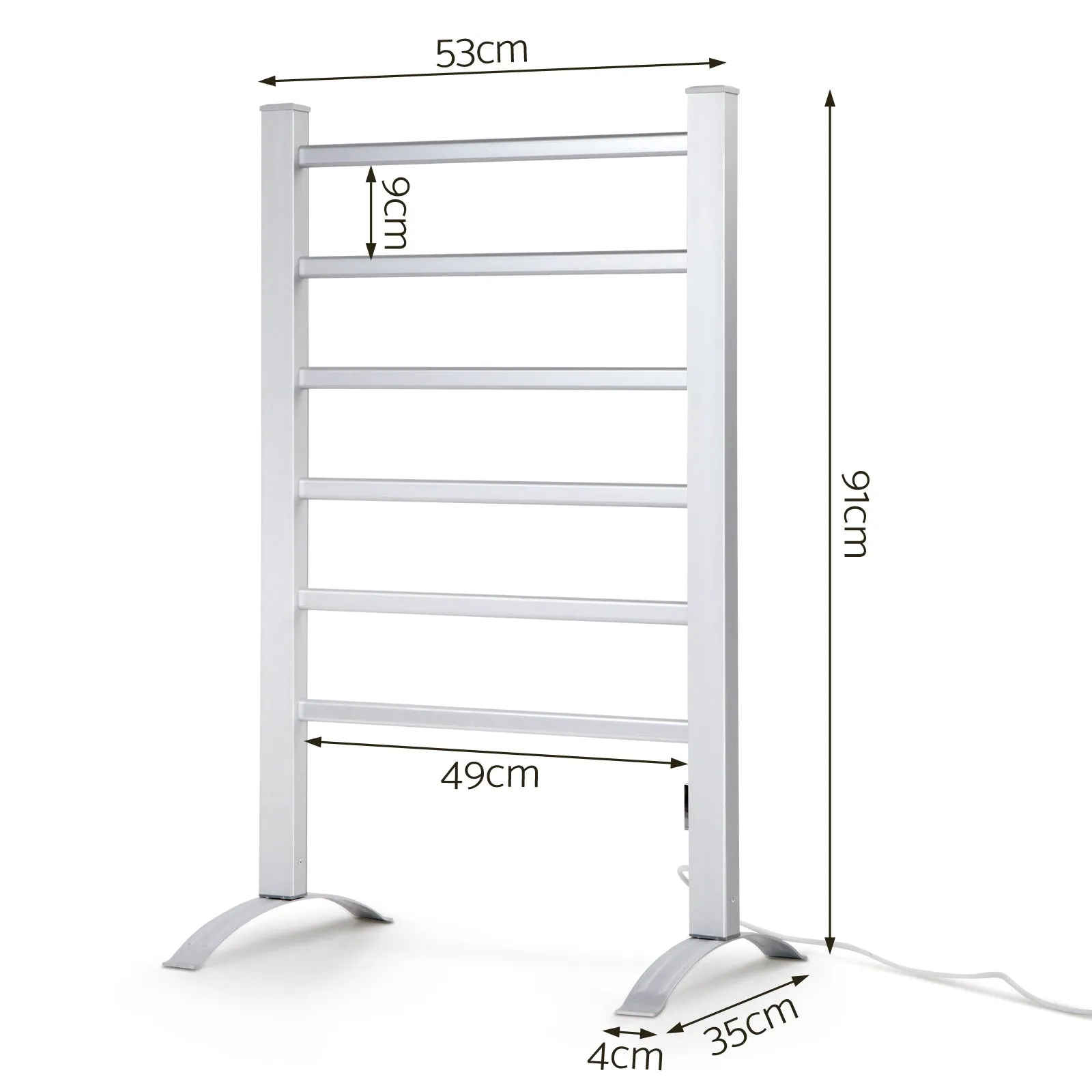 Portable Electric Heated Towel Rail Ladder Warmer 6 Bars Bathroom Free Standing