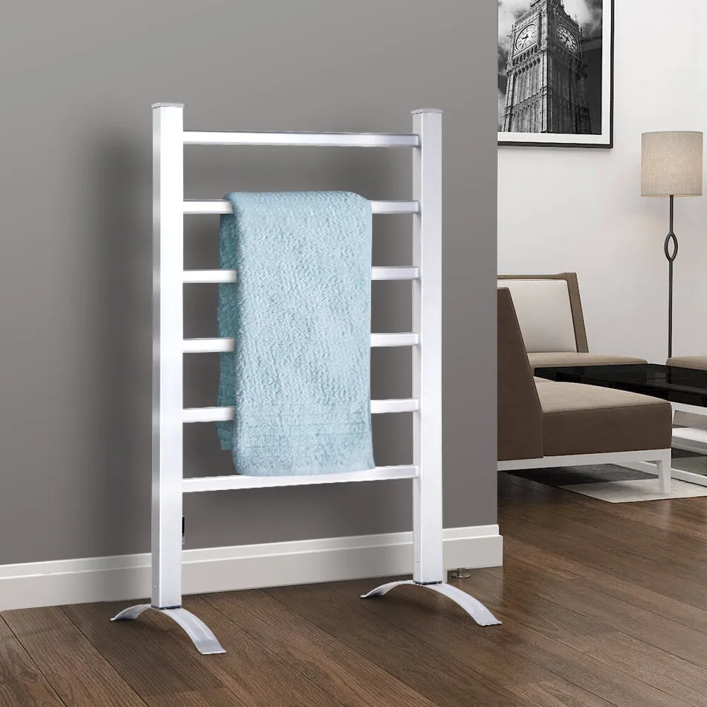 Portable Electric Heated Towel Rail Ladder Warmer 6 Bars Bathroom Free Standing