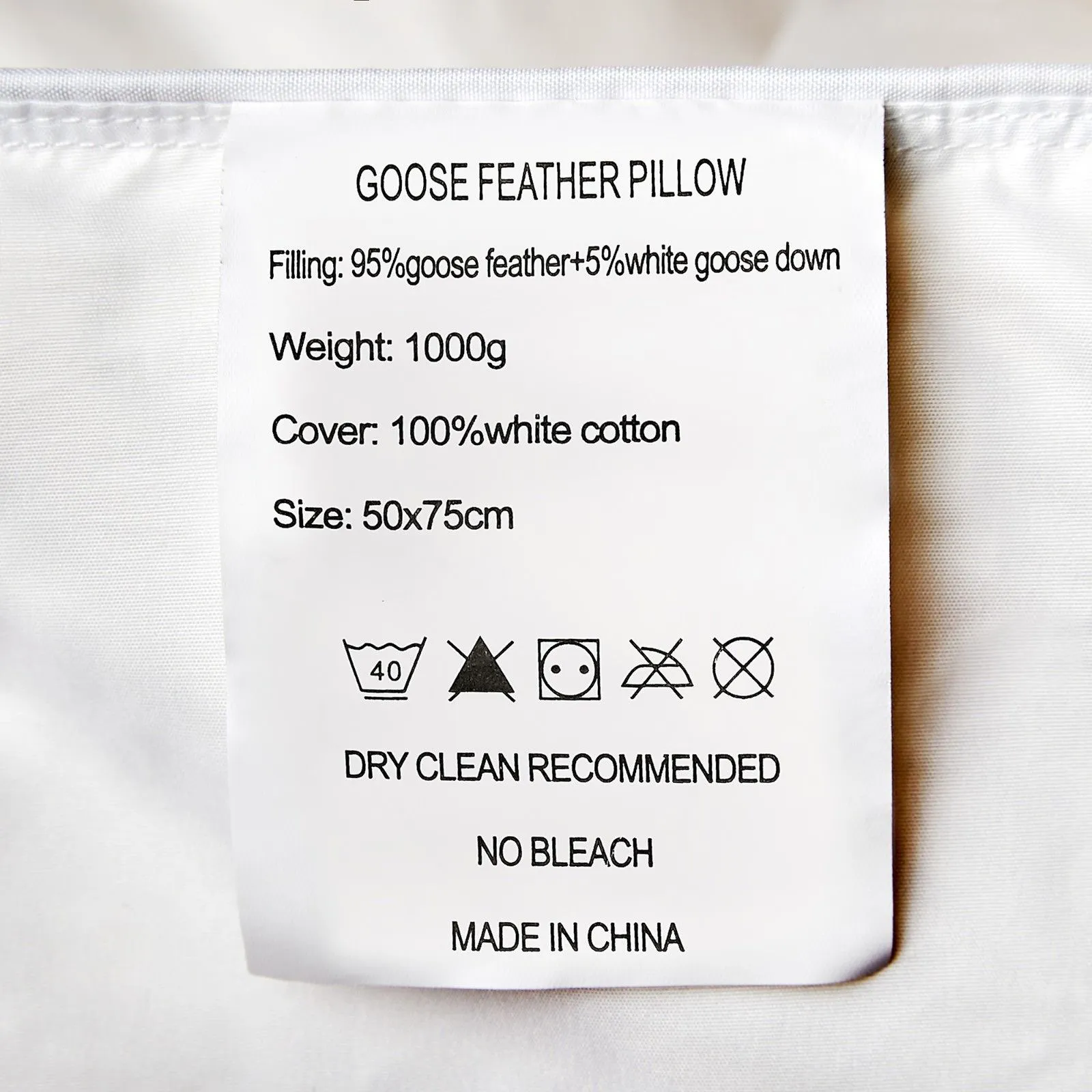 Royal Comfort Goose Down Feather Pillows 1000GSM 100% Cotton Cover - Twin Pack 50 x 75 cm White