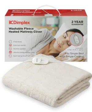 Single Washable Fleece Heated Mattress Cover