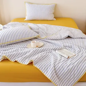 Striped Breathable Blanket Set / Blue