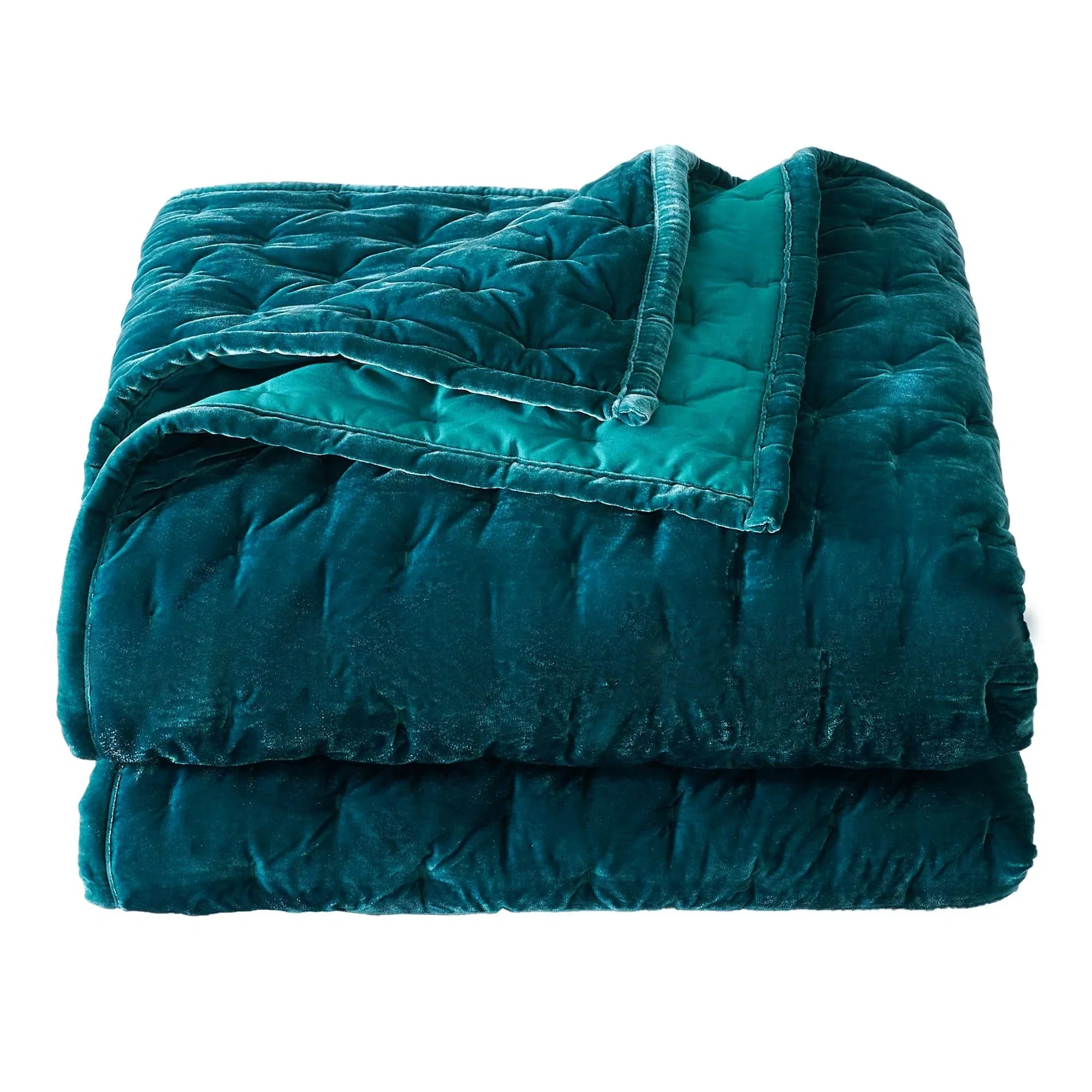 The Stella Faux Silk Velvet Duvet Cover Set in Teal