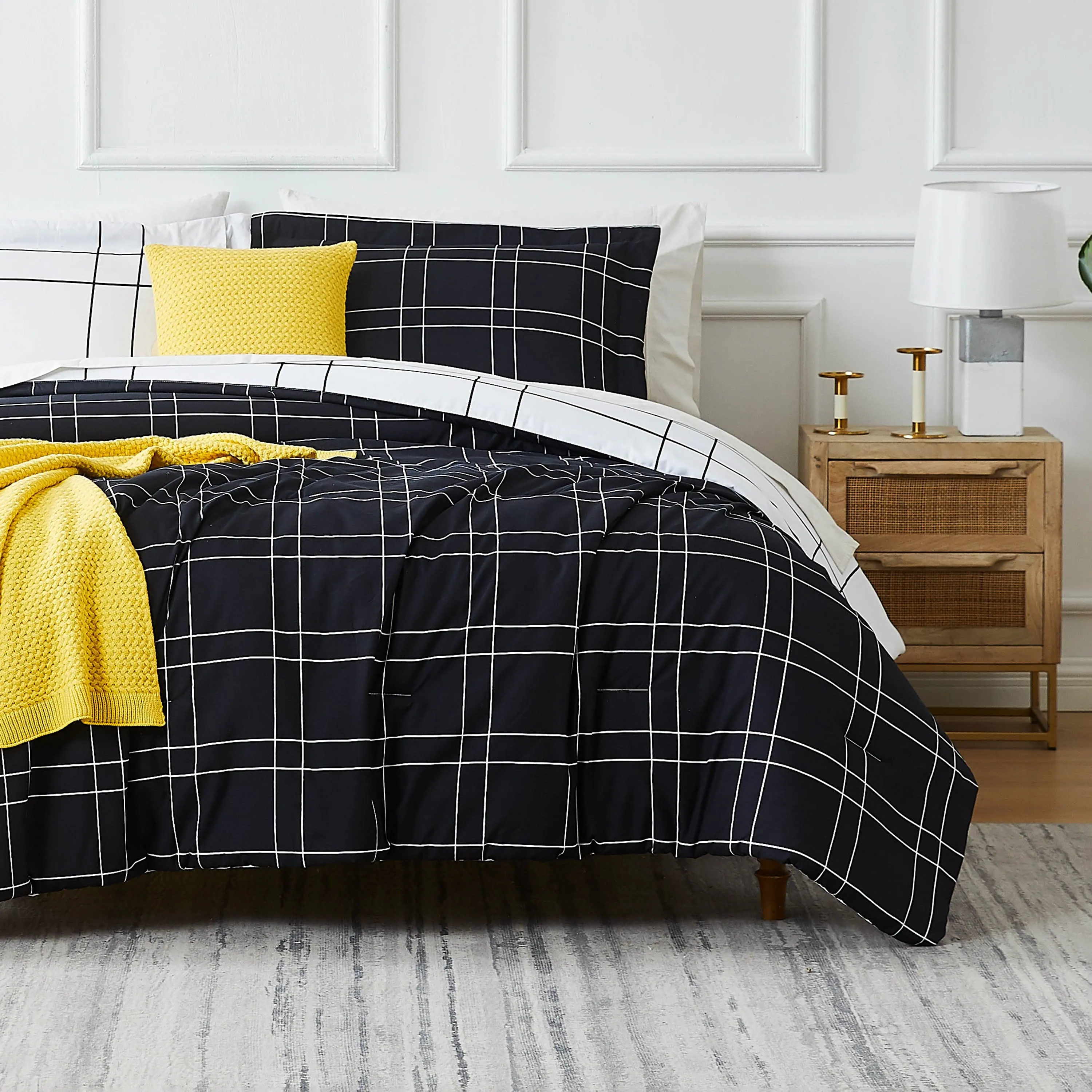 Urban Grid Oversized 5-Piece Comforter Set