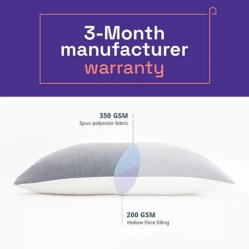 Wakefit Microfiber Height Adjustable Hollow Fibre Sleeping Pillow With Zip | Set of 2 (White And Grey,  27 X 16 Inches)