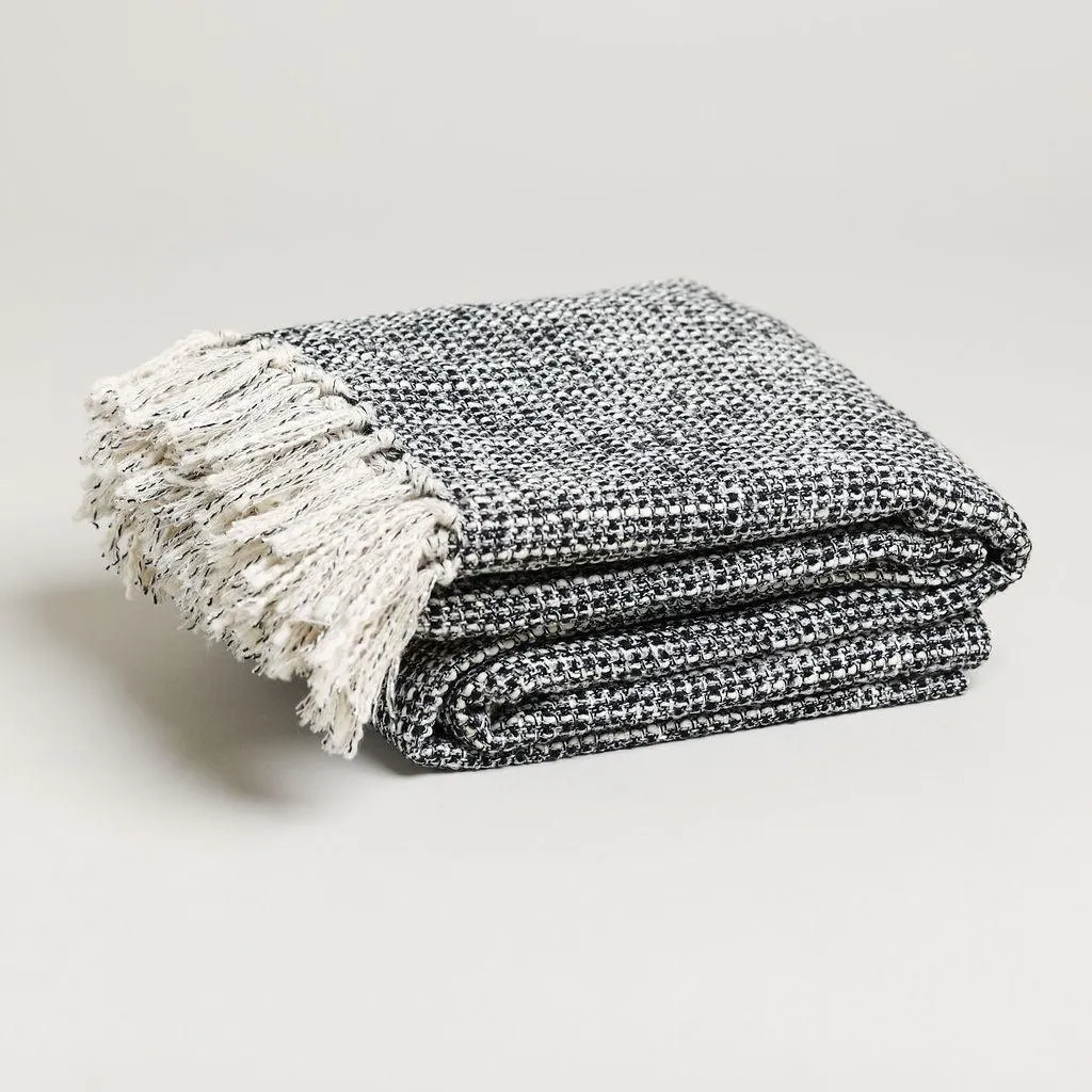 Woolen Tweed Throw Blankets 56" X 65 - 70"  3.5" TASSELS